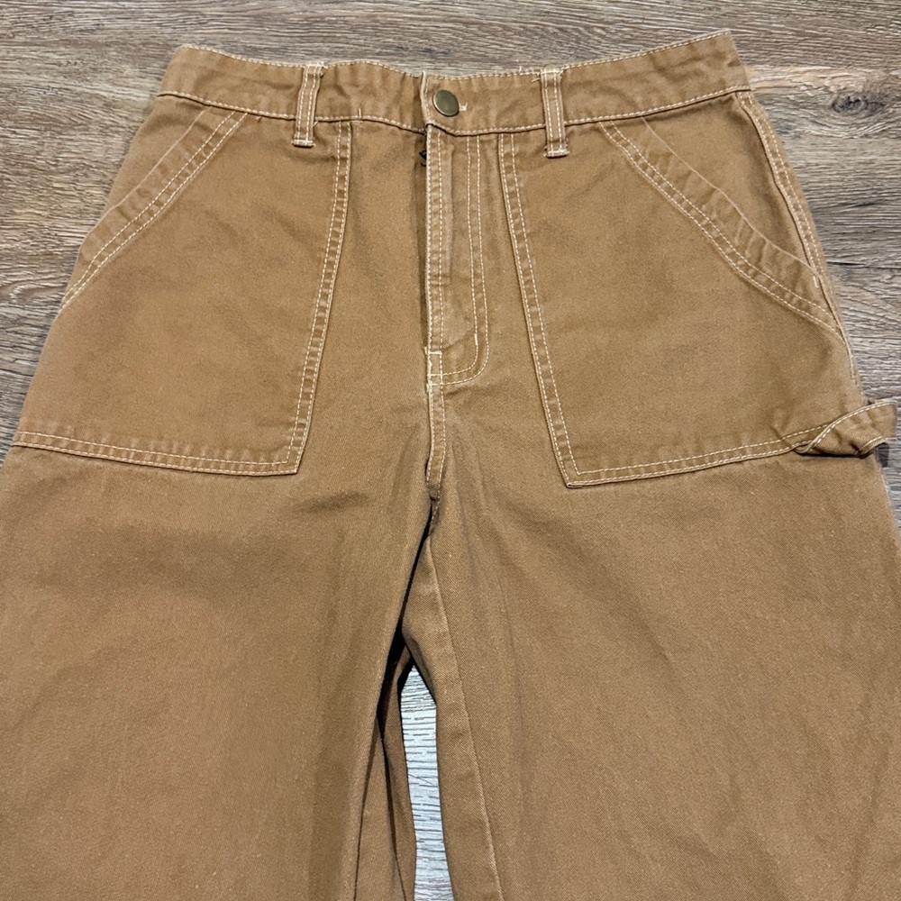 Wild Fable Tan Wide Leg Stitch-Detail Carpenter Pants - Picture 4 of 8